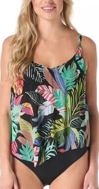 Coco Reef Black Cosmic Jungle Captivate UW Tankini Top 36DD NWT